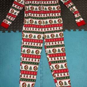 Buc-ee's Beaver Inspired Striped XMas Christmas One Piece Pajamas Size medium